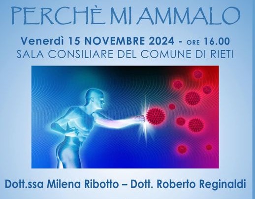 Salute e prevenzione: a Rieti il convegno ‘Perché mi ammalo’ con esperti del settore