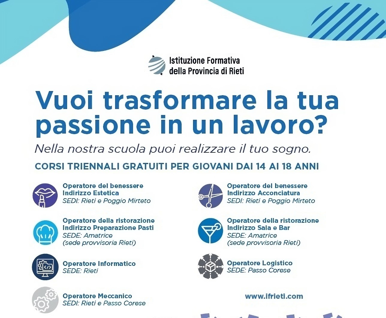 Open day nei centri di formazione professionale della Provincia di Rieti