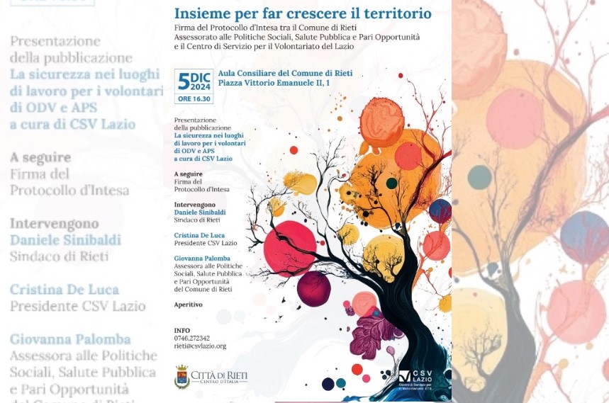 Comune di Rieti e CSV Lazio “Insieme per far crescere il territorio”
