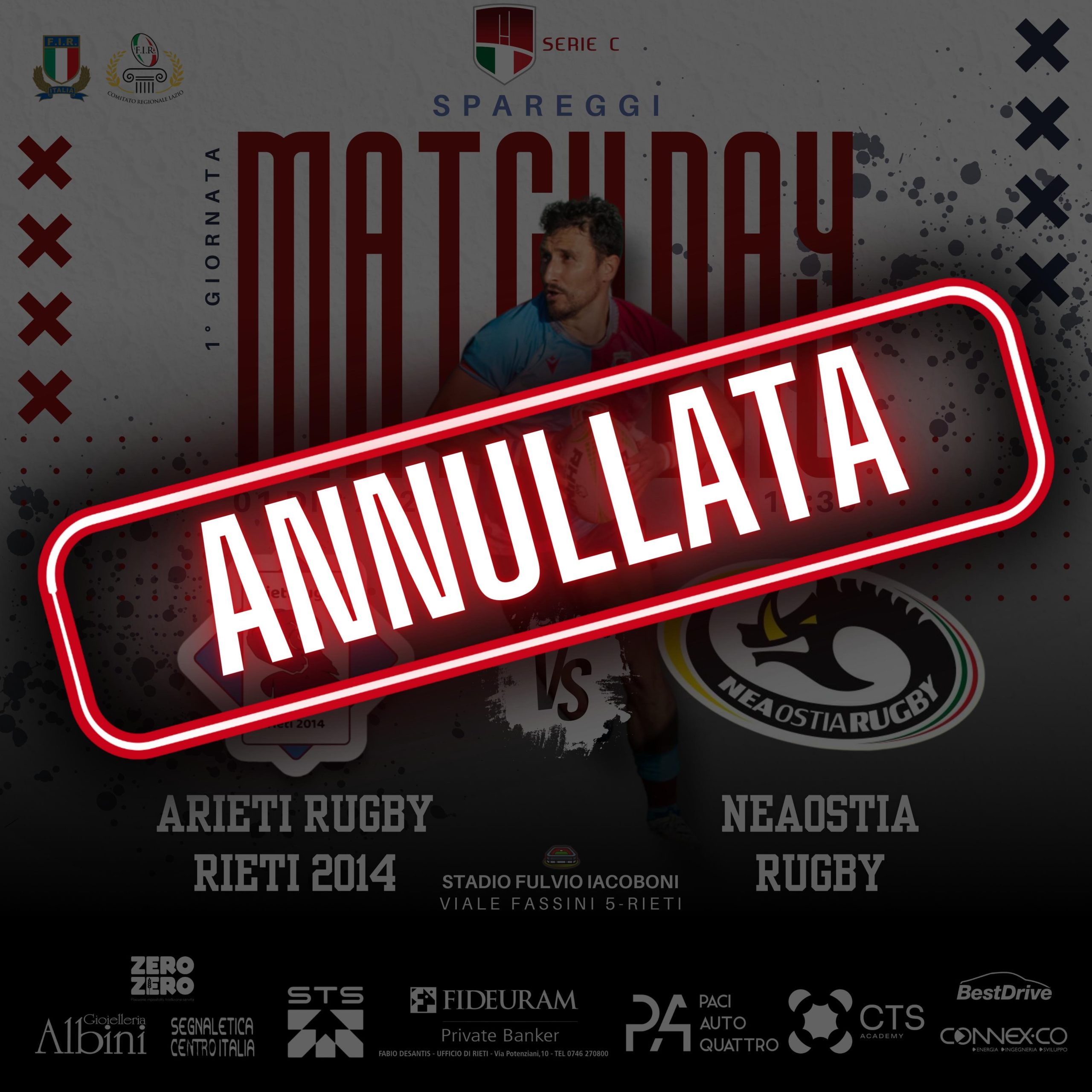 L’Ostia rinuncia alla gara: gli Arieti vincono il match 28-0