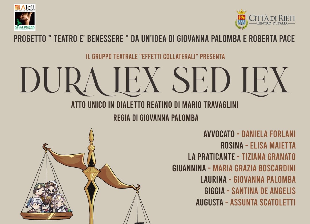 Lunedì 6 gennaio alle 17 all’Auditorium Santa Scolastica “Dura lex sed lex” atto unico del gruppo teatrale “Effetti Collaterali”