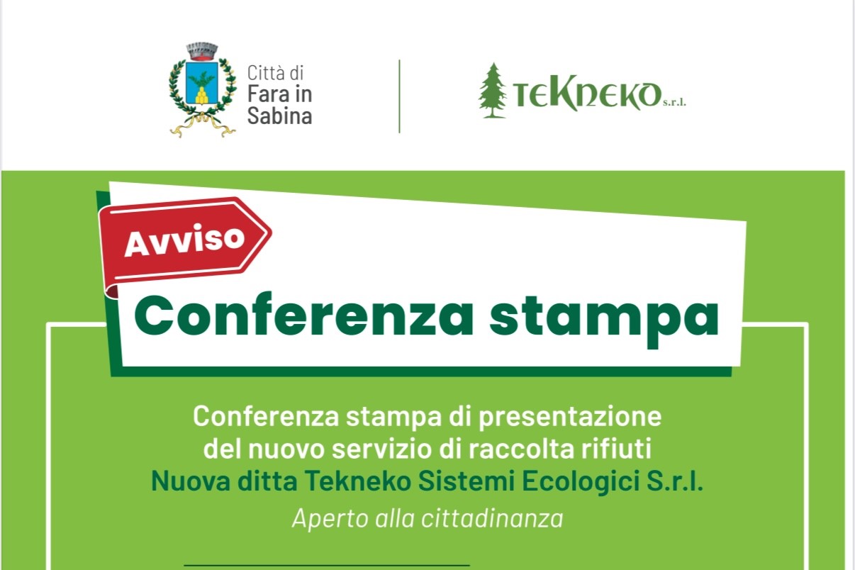 Giovedì 30 gennaio a Fara in Sabina la conferenza stampa per la presentazione del nuovo servizio di raccolta rifiuti