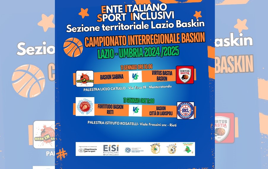 Sabato 11 la Fortitudo Baskin Rieti ospita il Baskin Città di Ladispoli