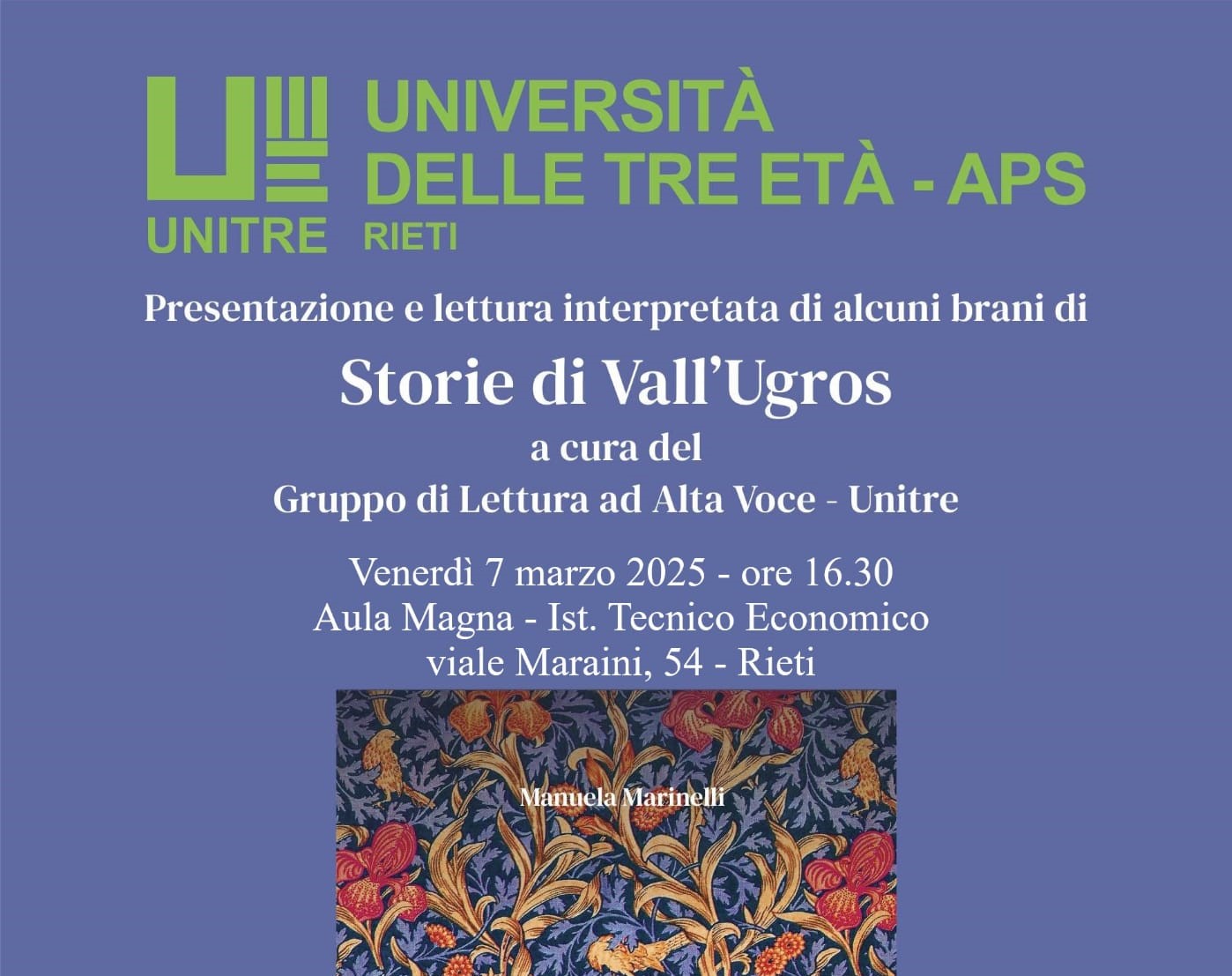 Università delle Tre Età di Rieti: attivato corso di lettura ad alta voce