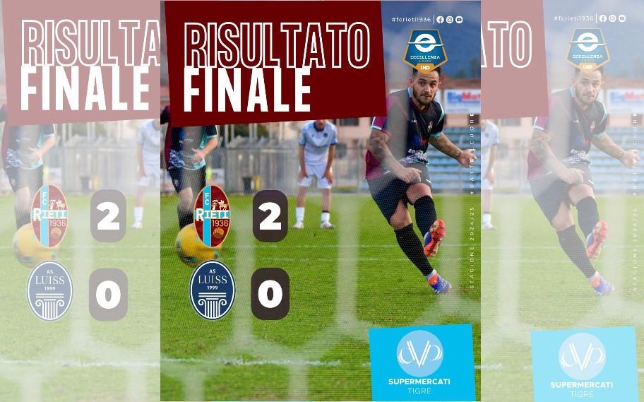 Il Rieti torna a vincere: 2-0 alla Luiss e conquista del nono posto in classifica