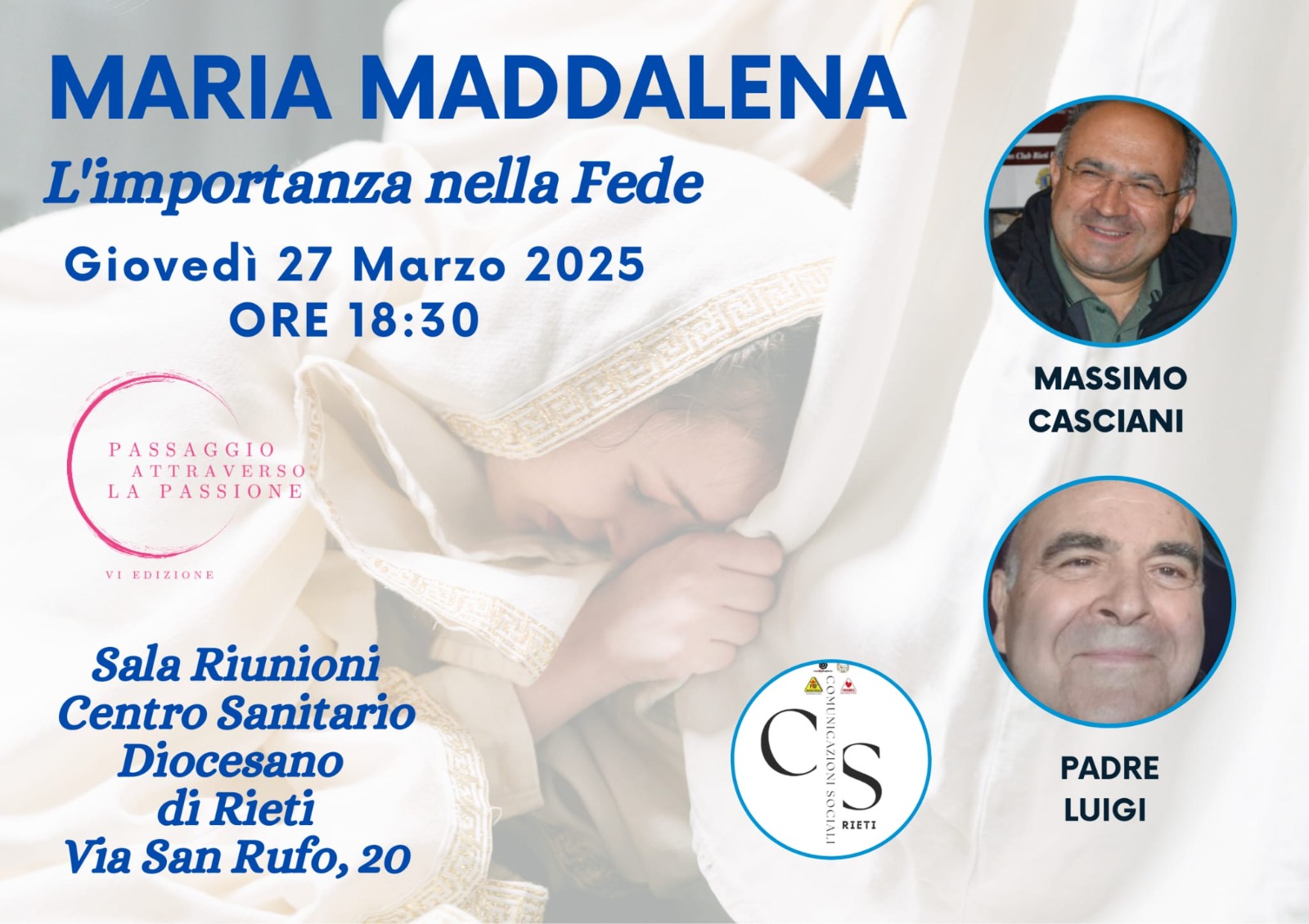 “Maria Maddalena: L’importanza nella Fede”, incontro al Centro Sanitario Diocesano di Rieti