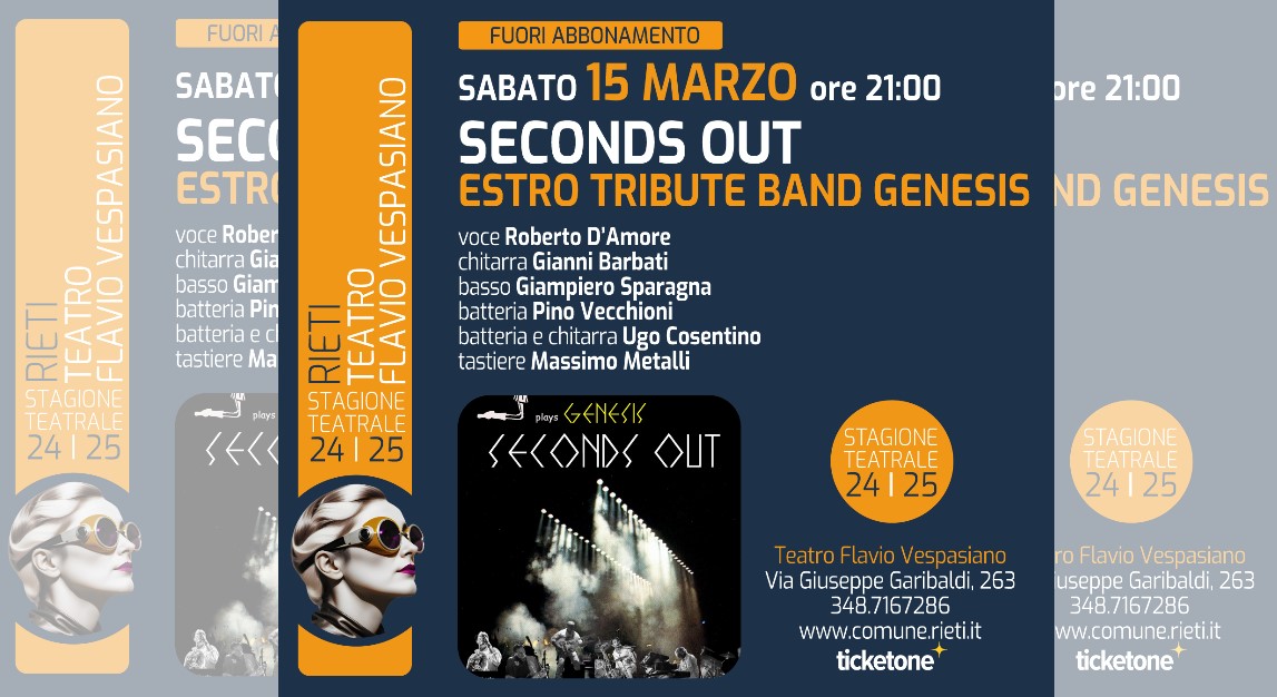Sabato 15 marzo al Teatro Flavio Vespasiano la tribute band dei Genesis