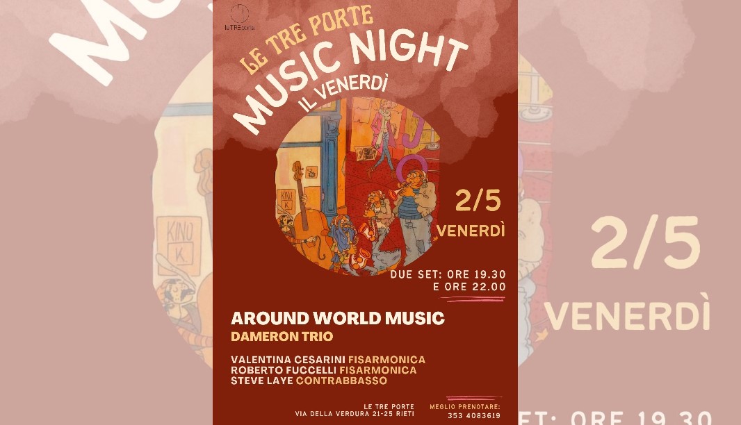 A Le Tre Porte Dameron Trio in concerto con il progetto Around World Music