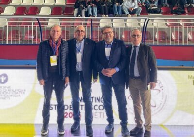 da sx a dx Beppe Cuva, direttore Radio Subasio, Enrico Tittoni presidente Ordine dei medici di Rieti, Stefano Pozzovivo, presidente Rotary Club Rieti, Mario Santarelli Consigliere di amministrazione Fondazione Varrone