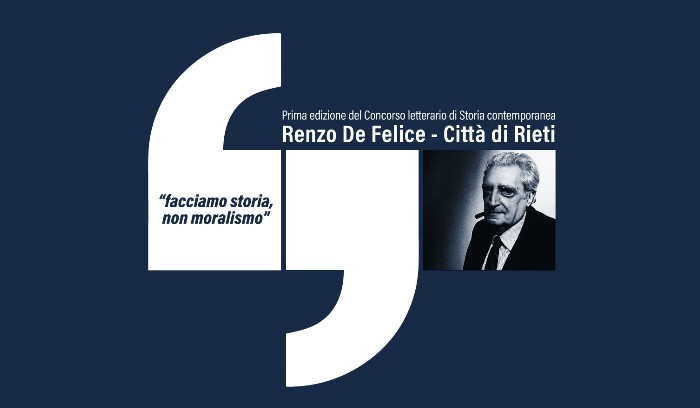 Nasce il Premio Letterario ‘Renzo De Felice-Città di Rieti’. Martedì 8 la presentazione