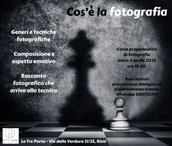 Corso Propedeutico di Fotografia: al via il 3 aprile alle Tre Porte