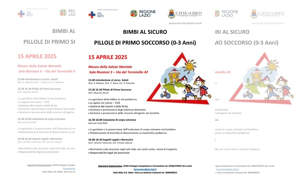 Parte il Progetto ‘Bimbi al Sicuro’: Al via i corsi di Primo Soccorso per genitori ed educatori