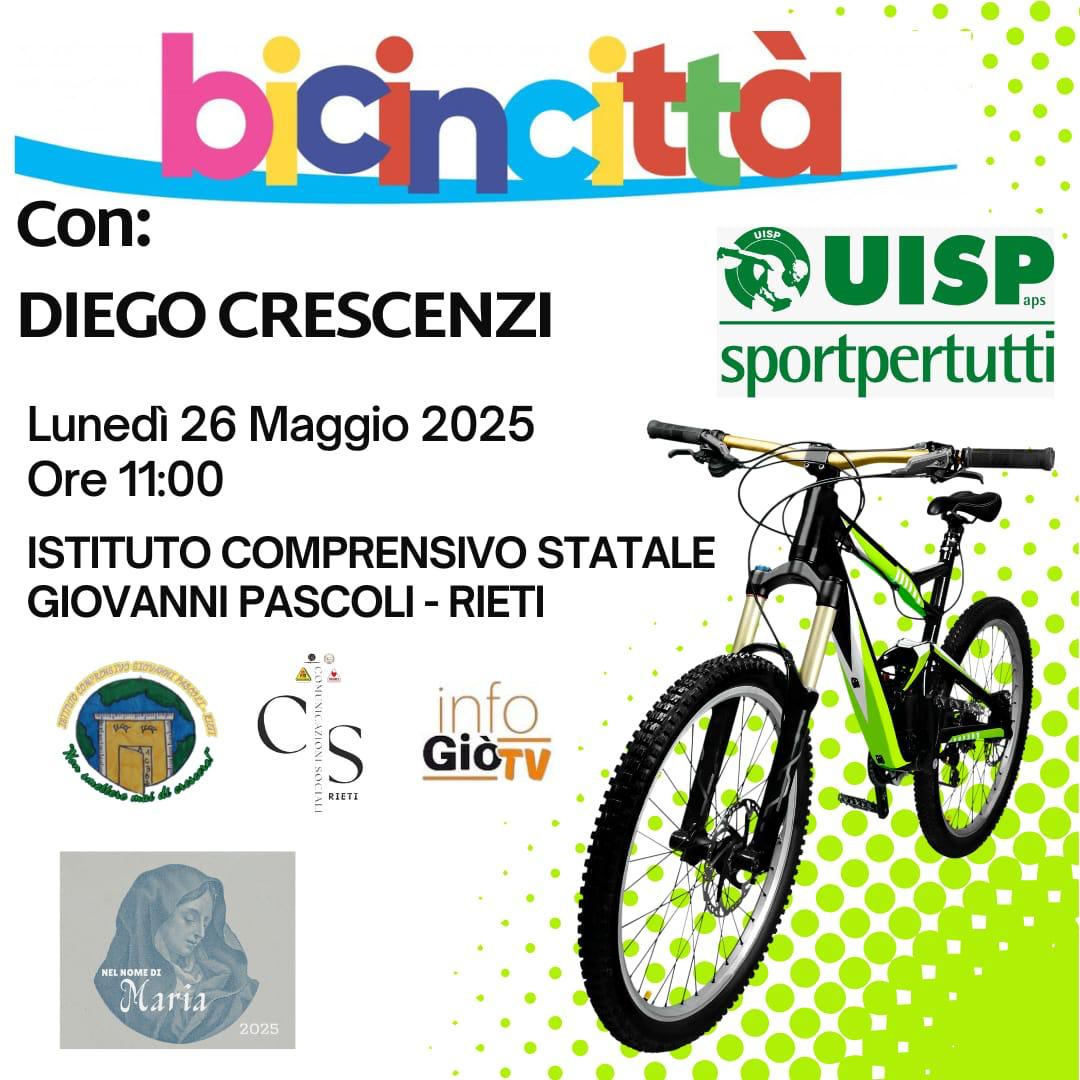 Bicincittà 2025 fa tappa all’Istituto Pascoli di Rieti con Diego Crescenzi