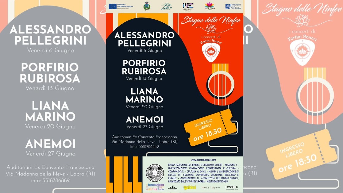 Labro, dal 6 giugno parte la rassegna di concerti “Lo Stagno delle Ninfee”