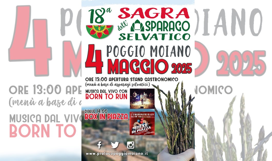 A Poggio Moiano il 4 maggio torna la Sagra dell’Asparago Selvatico