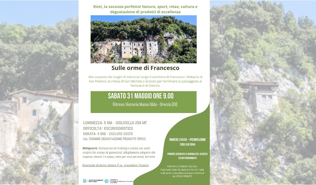 Il 31 maggio a Greccio “Sulle orme di Francesco”
