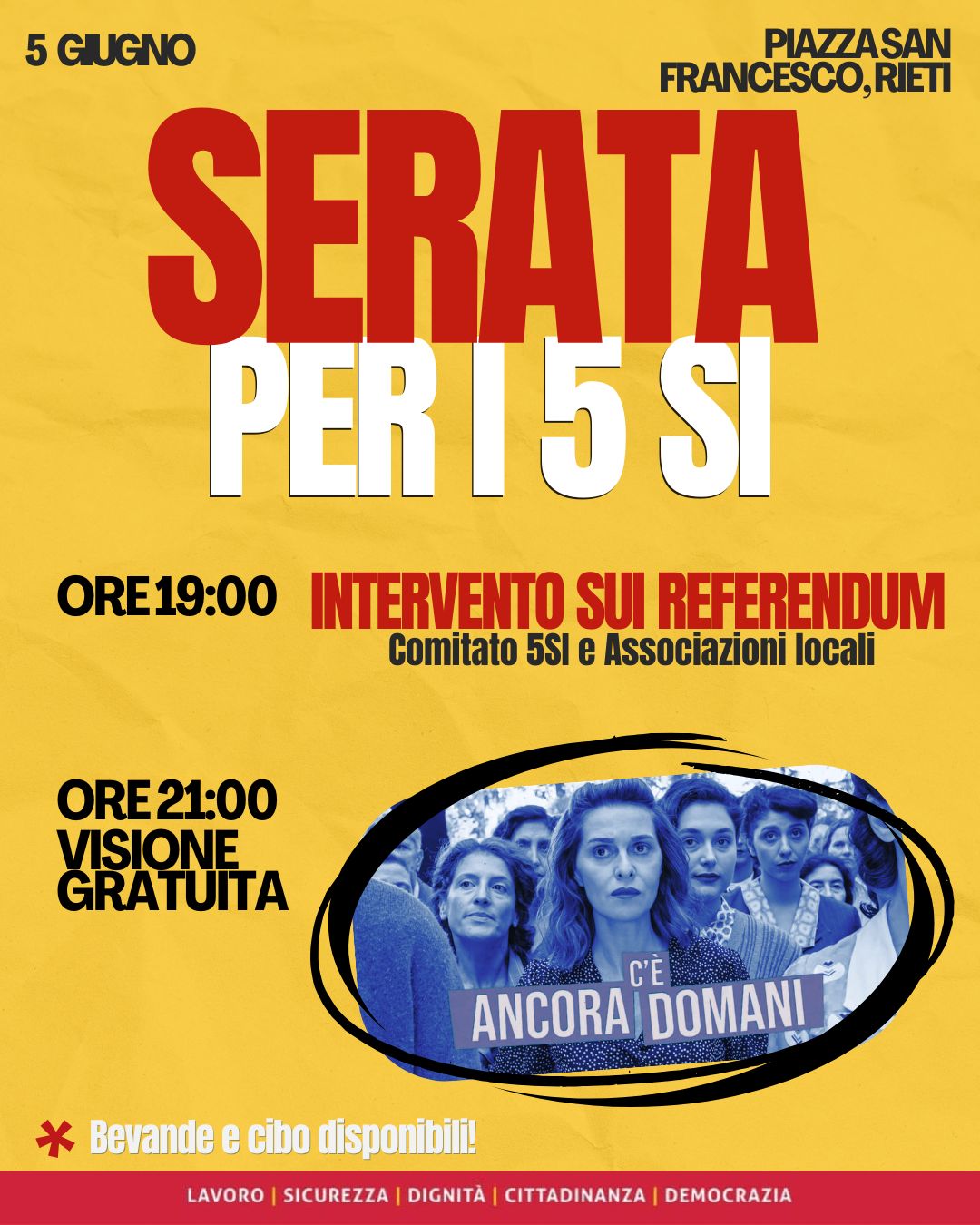 Evento conclusivo della campagna referendaria promossa dal comitato per i 5 Sì