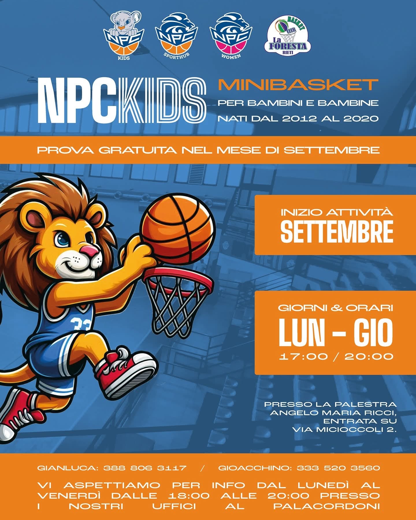 NPC e Basket La Foresta comunicano inizio corsi minibasket