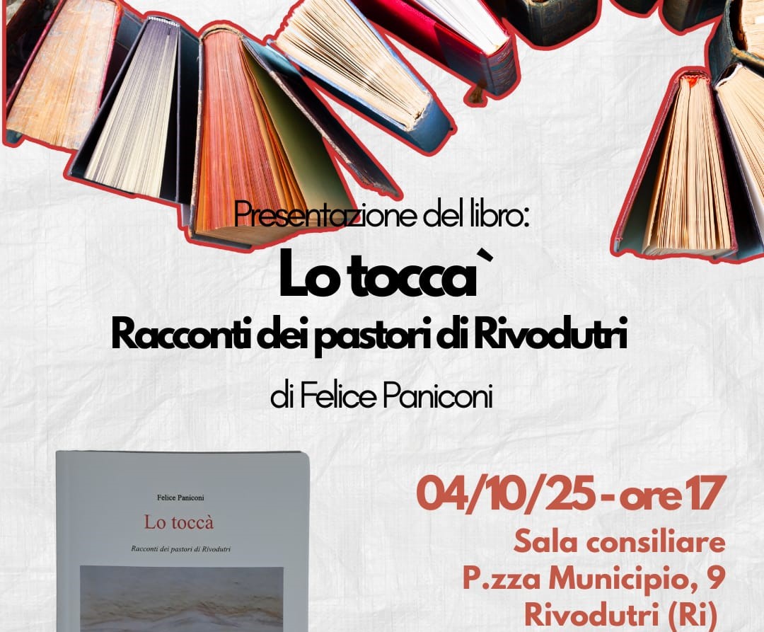 Il 4 ottobre la presentazione del libro  “Lo tocca. Racconti dei pastori di Rivodutri”