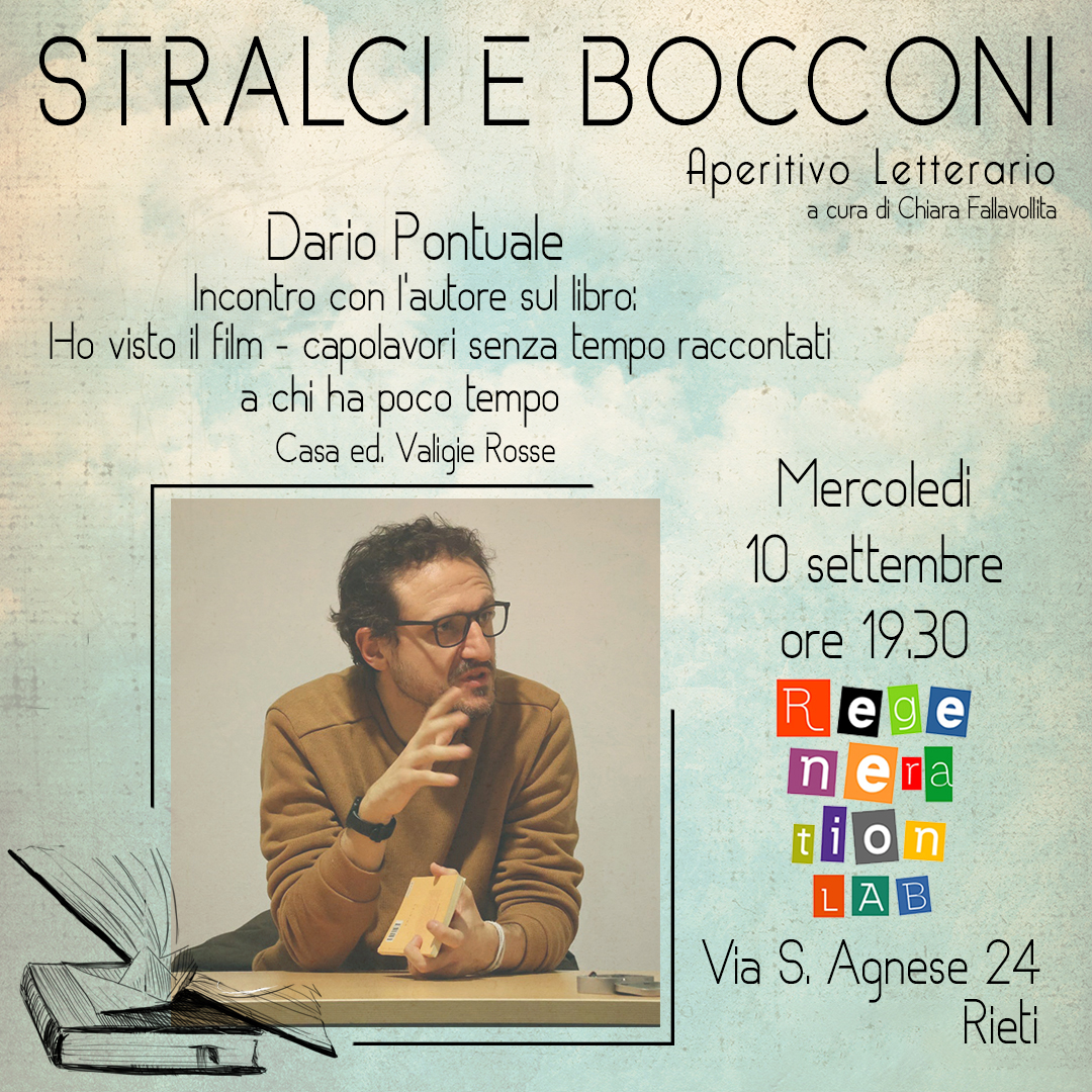 Il 10 settembre riparte Stralci e Bocconi: incontro con lo scrittore e critico Dario Pontuale