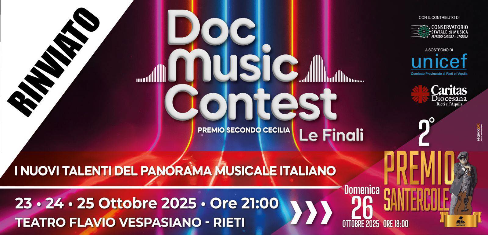 Premio Santercole a Roma, rinviato il Doc Music Contest Premio Secondo Cecilia