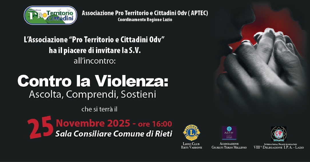 “Contro la violenza: ascolta, comprendi, sostieni”: incontro il 25 novembre
