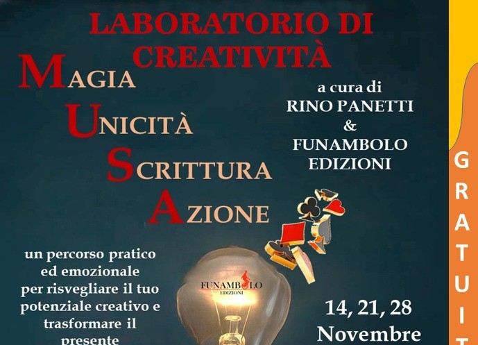 Al via il laboratorio gratuito di creatività M.U.S.A. con Rino Panetti
