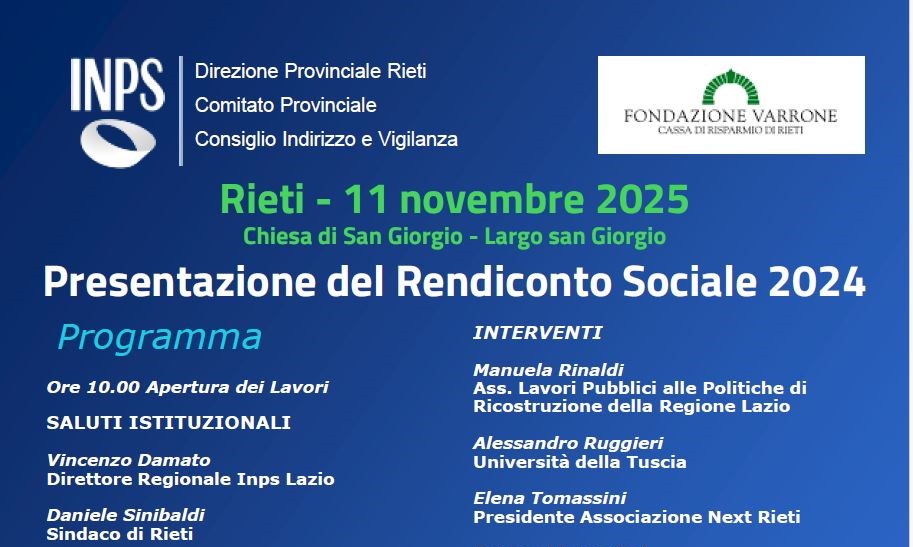 L’Inps di Rieti e il Comitato Provinciale presentano il Rendiconto Sociale 2024