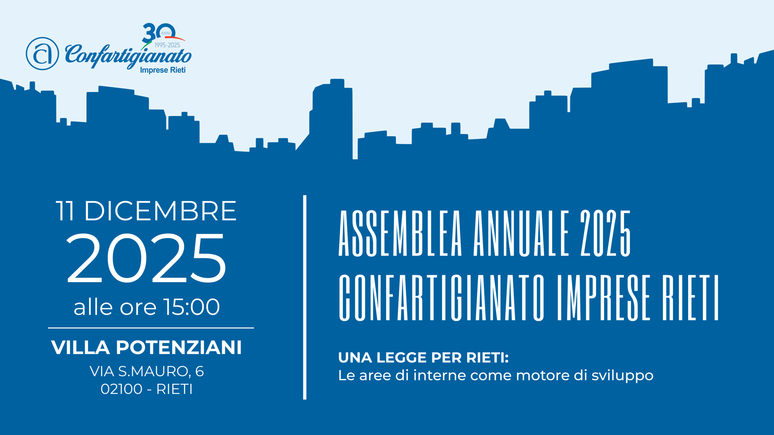 Confartigianato Imprese Rieti: l’Assemblea Annuale 2025 dedicata allo sviluppo delle aree interne e ad “Una legge per Rieti”