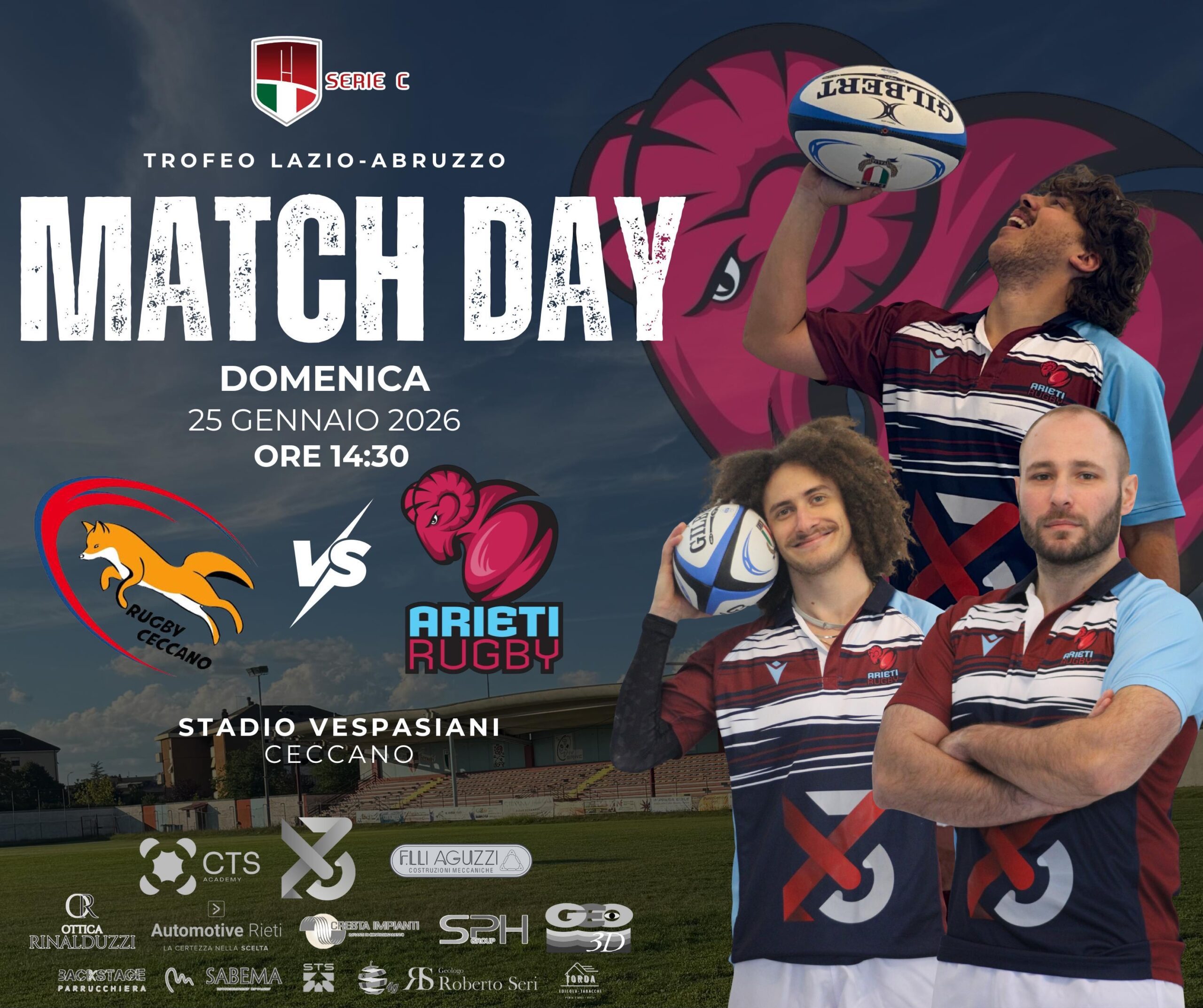 Domenica a Ceccano, gli Arieti affronteranno il Frabaterum Rugby Asd