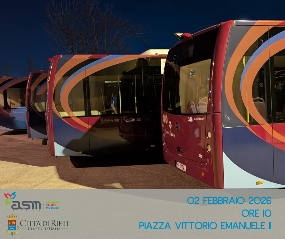 In Piazza Vittorio Emanuele II, Asm Rieti e l’Amministrazione Comunale presenteranno ufficialmente 10 nuovi autobus Citymood