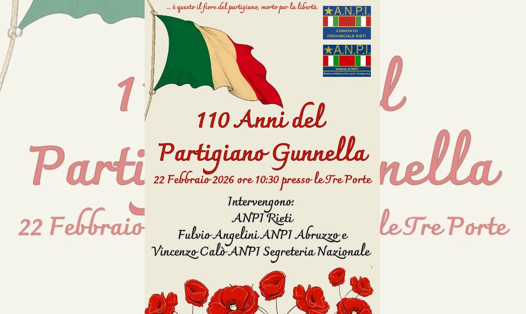 Anpi ricorda il Partigiano Gunnella: il 22 febbraio la commemorazione per i 110 anni