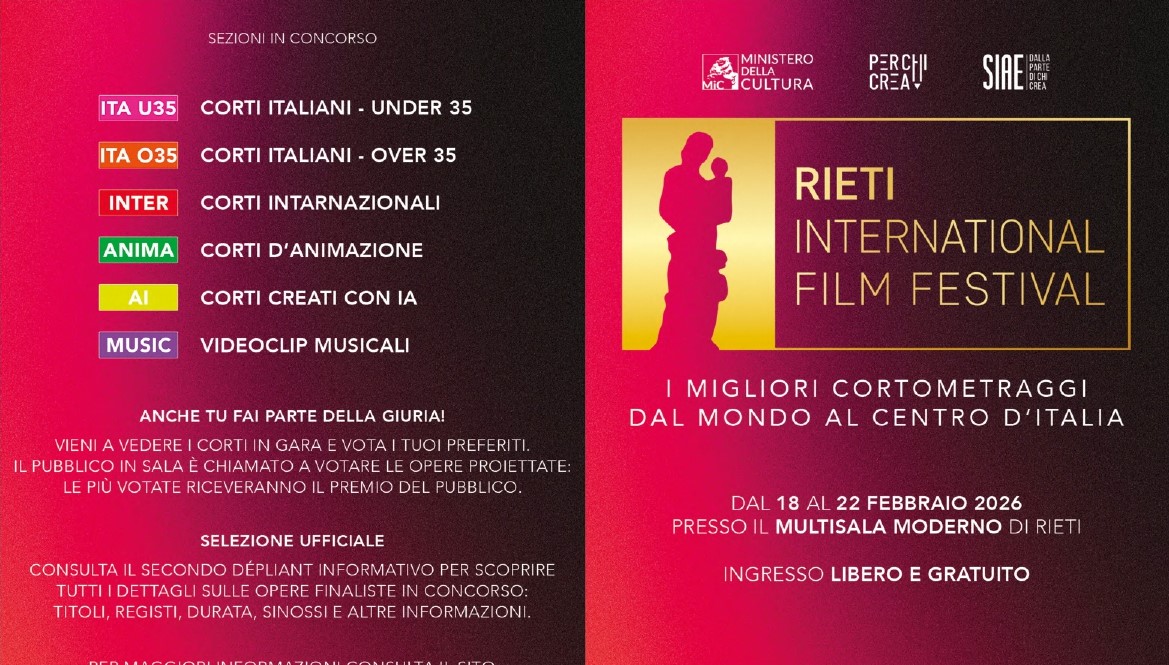Rieti International Film Festival 2026 annunciate le Selezioni Ufficiali delle Sezioni in Concorso