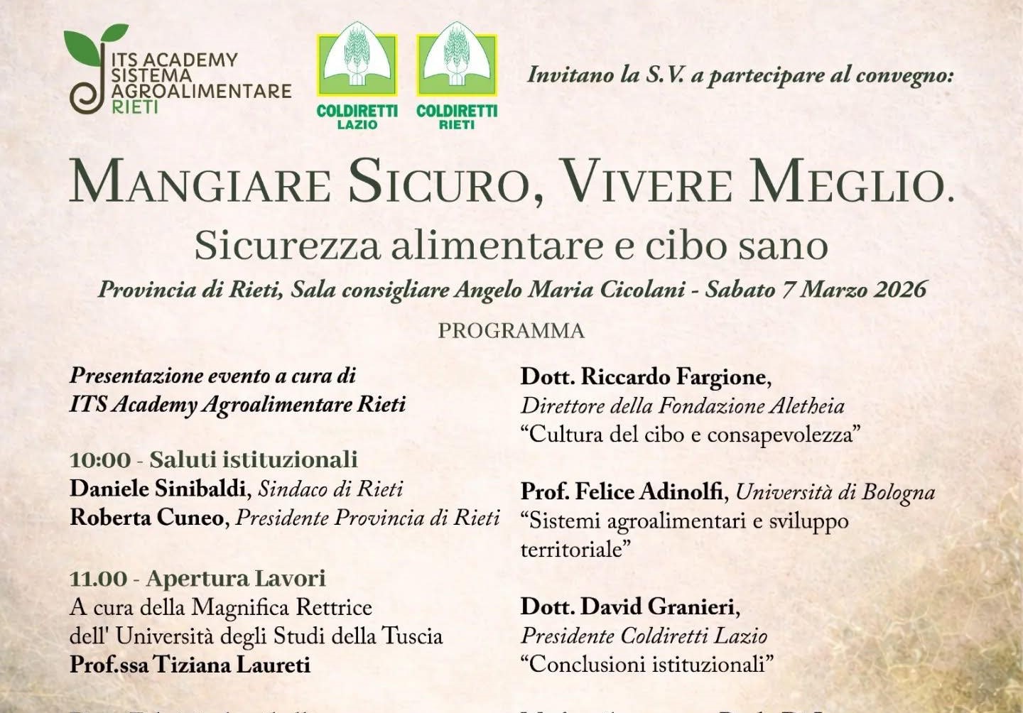Olio, al convegno dell’ITS “Mangiare sicuro, vivere meglio” l’appello di Coldiretti Rieti su origine in etichetta e difesa del made in Italy