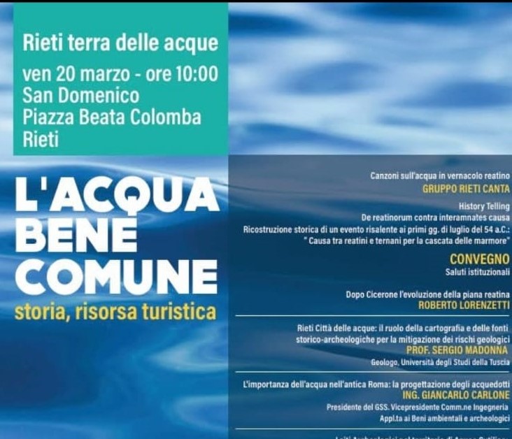 Rieti celebra l’acqua: storia e patrimonio al convegno “L’acqua bene comune”