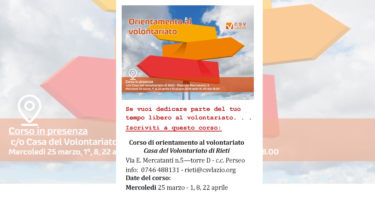 Il 25 marzo parte il corso per aspiranti volontari: ecco come e quando partecipare