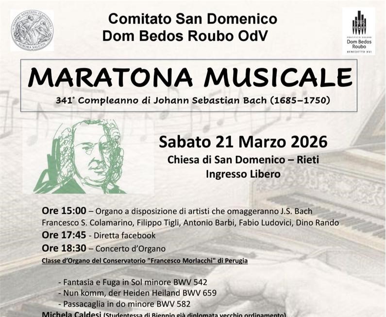 Compleanno di J.S. Bach – Maratona Musicale sabato 21 Marzo dalle ore 15