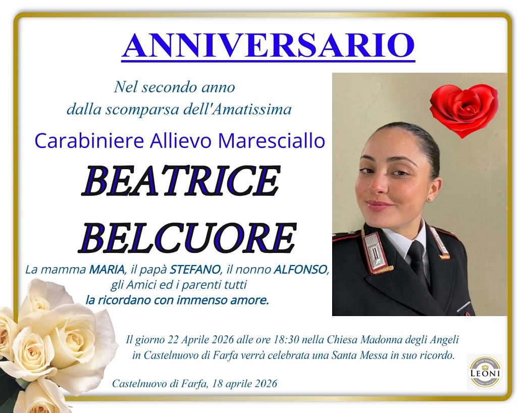 Castelnuovo di Farfa ricorda Beatrice Belcuore: messa in suffragio a due anni dalla scomparsa