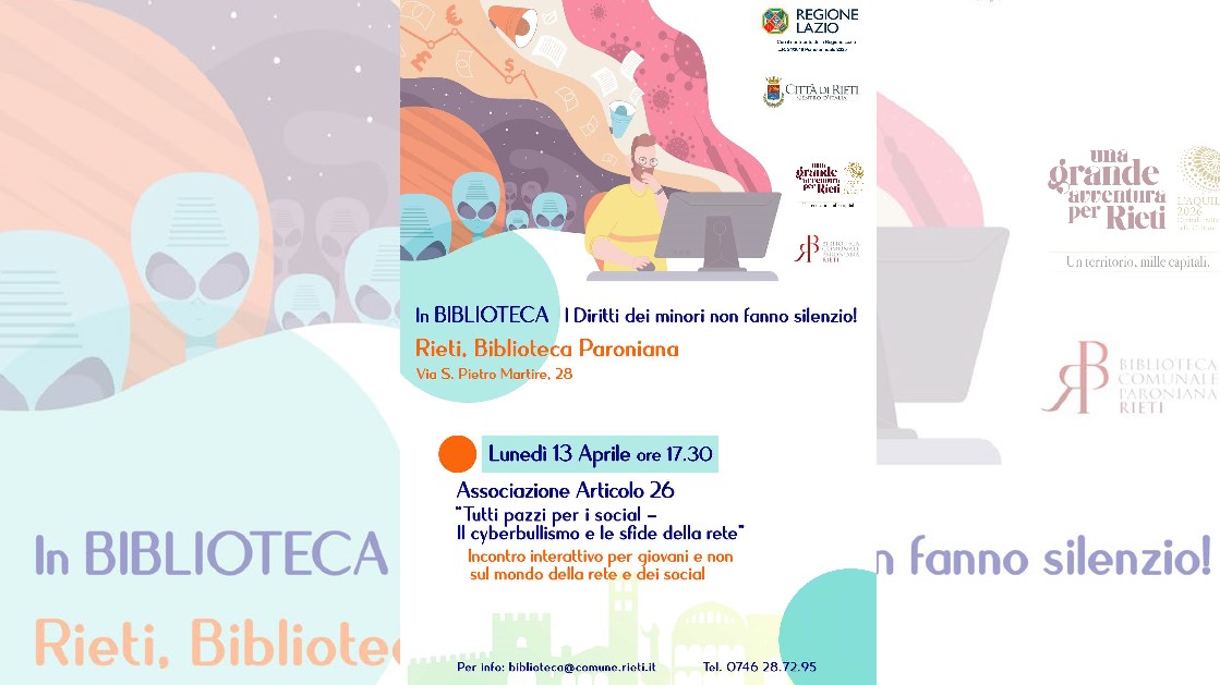 Il 13 aprile “In Biblioteca i diritti dei minori non fanno silenzio”