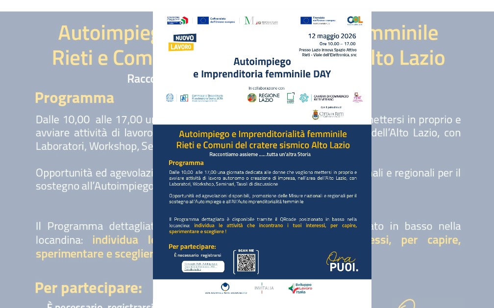 Donne e impresa: giornata formativa il 12 maggio a Spazio Attivo Lazio Innova