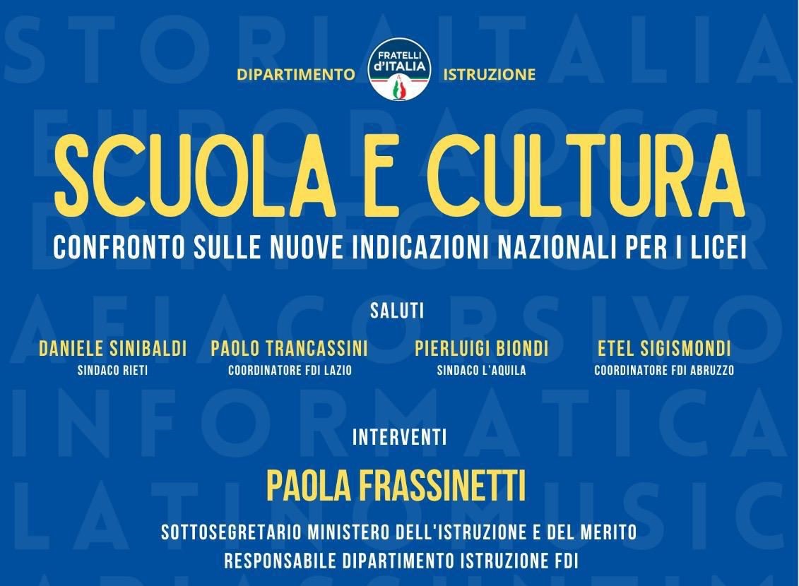 “Scuola e Cultura”: a Rieti il confronto sulle nuove Indicazioni Nazionali per i Licei