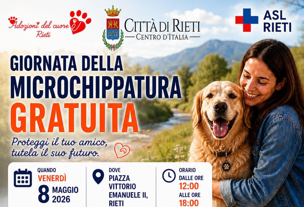 Rieti, microchippatura gratuita degli animali l’8 maggio: sinergia tra istituzioni e volontariato