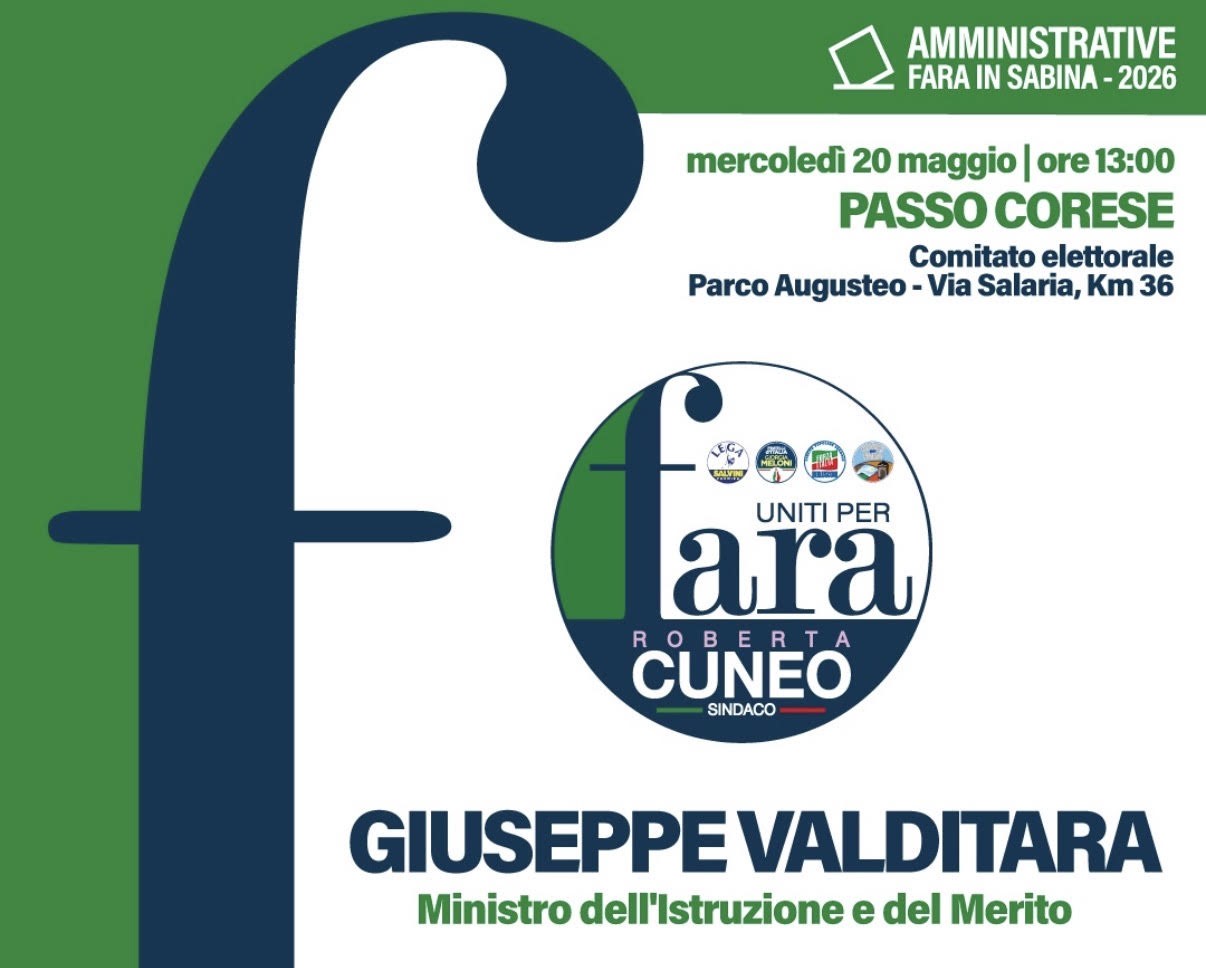 Il Ministro Valditara a Fara in Sabina: incontro strategico su scuola, giovani e futuro del territorio