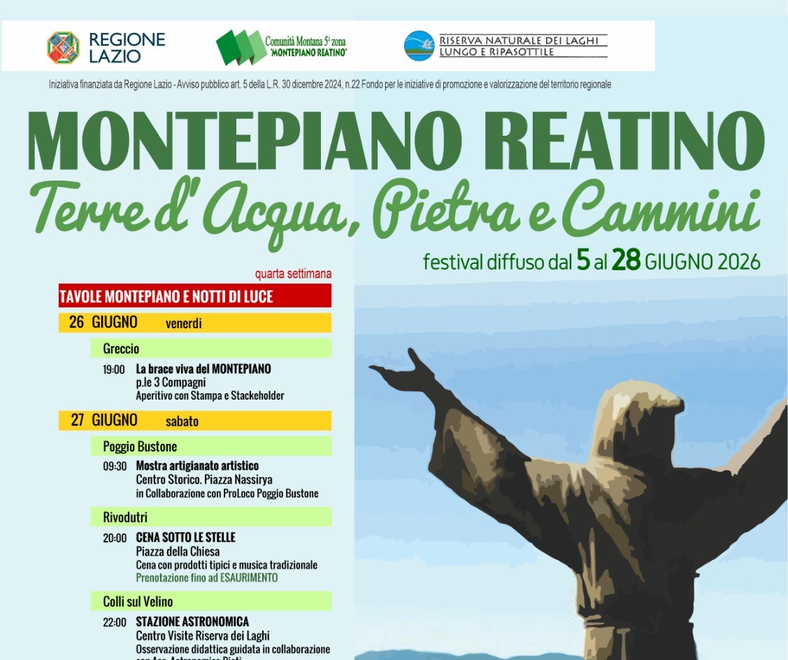Il Montepiano Reatino saluta il Festival “Terre d’Acqua, Pietra e Cammini”: un gran finale tra Gusto, Stelle e Sostenibilità