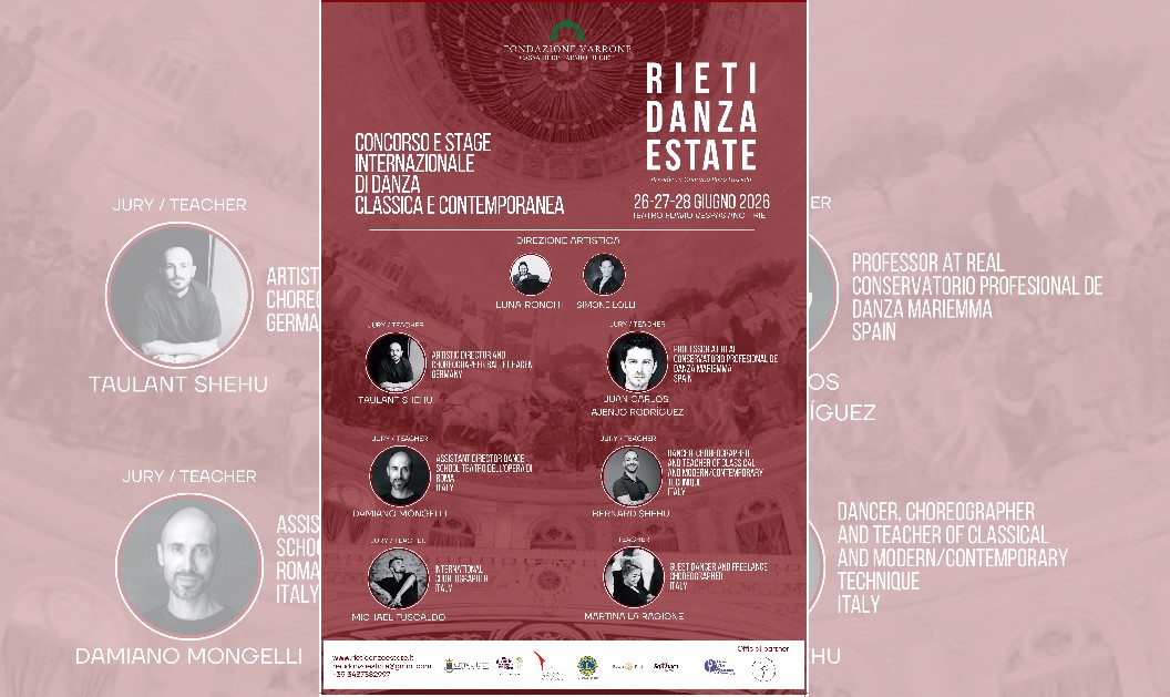 Dal 26 al 28 giugno al Teatro Flavio Vespasiano ‘Rieti Danza Estate 2026’