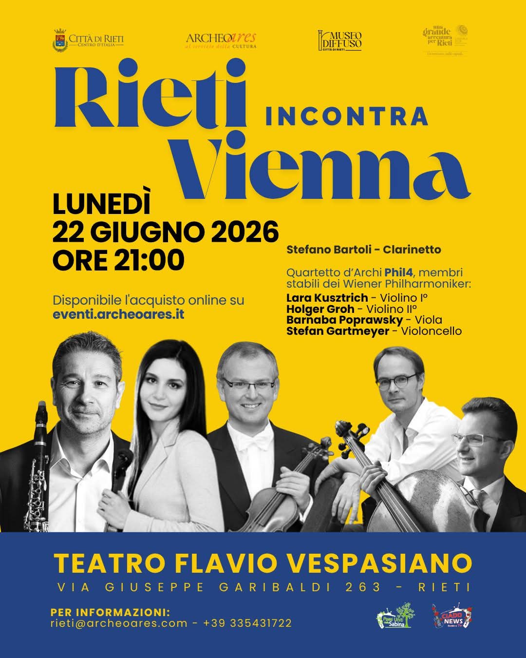 “L’Aquila2026, una grande avventura per Rieti”: lunedì 22 giugno arriva “Rieti incontra Vienna”