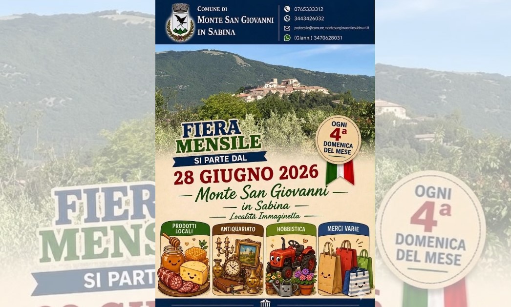 Arriva a Monte San Giovanni in Sabina la Fiera Mensile ogni quarta domenica del mese