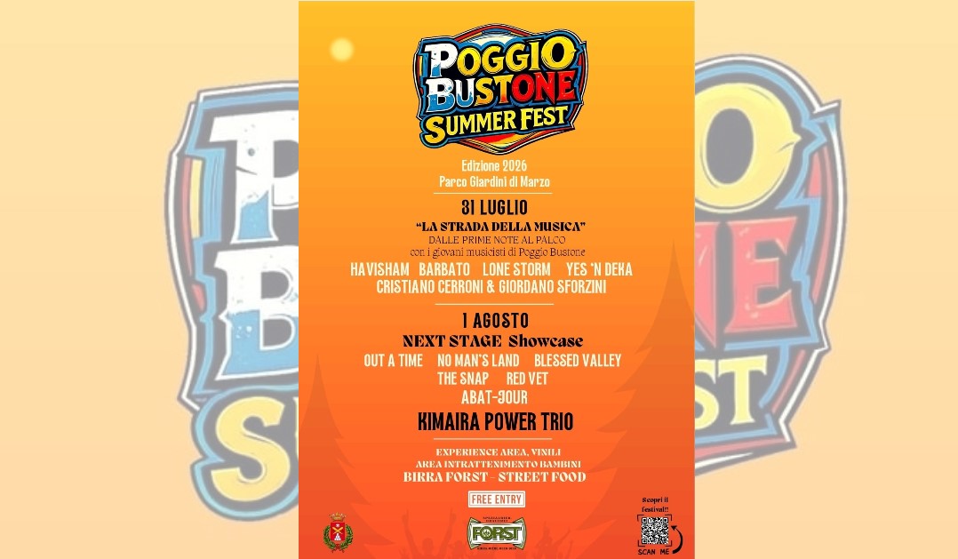Il 31 luglio e 1 agosto, la seconda edizione di “Poggio Bustone Summer Fest”