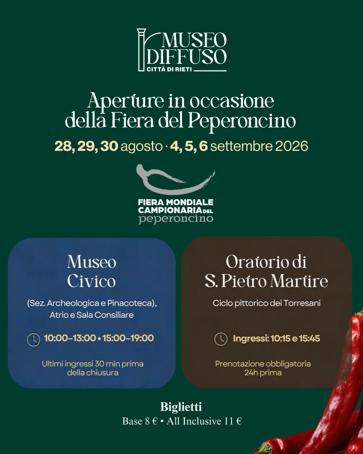 Fiera Mondiale del Peperoncino: le aperture del Museo Diffuso Città di Rieti