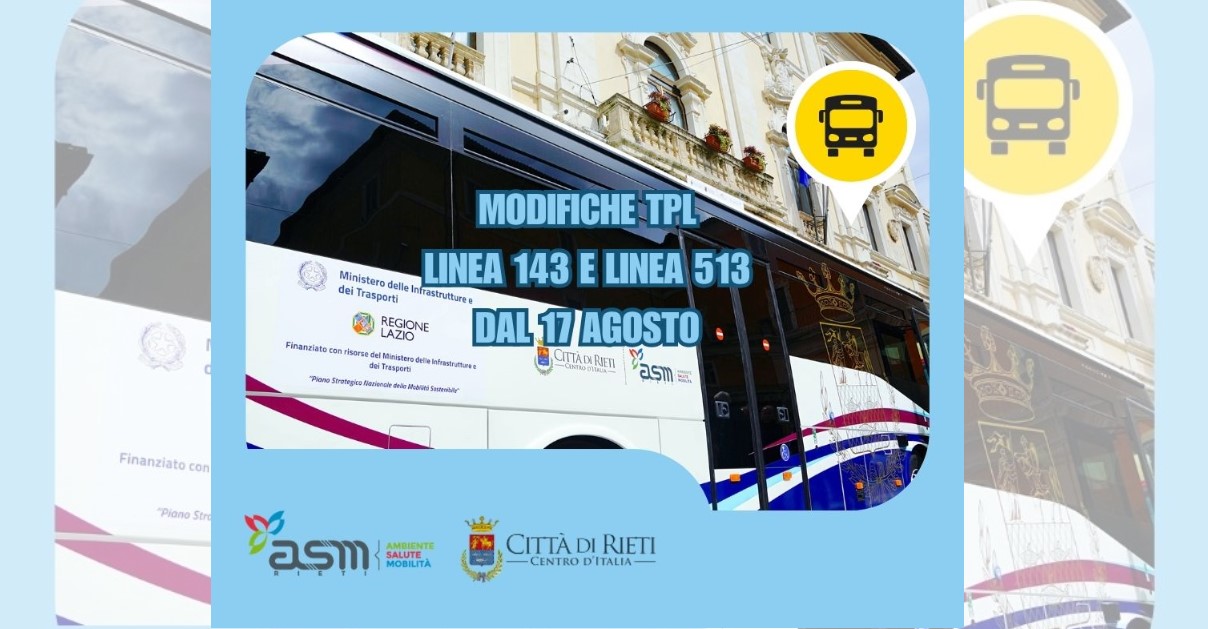ASM Rieti: modifiche al servizio di trasporto pubblico locale dal 17 agosto